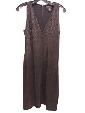 St. John Black Wool Blend Sleeveless V-Neck Knit Midi Dress Size 8